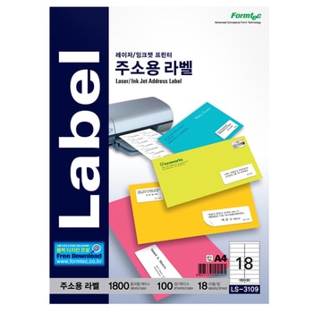 폼텍 주소용 라벨 LS-3109 18칸 100매 2팩