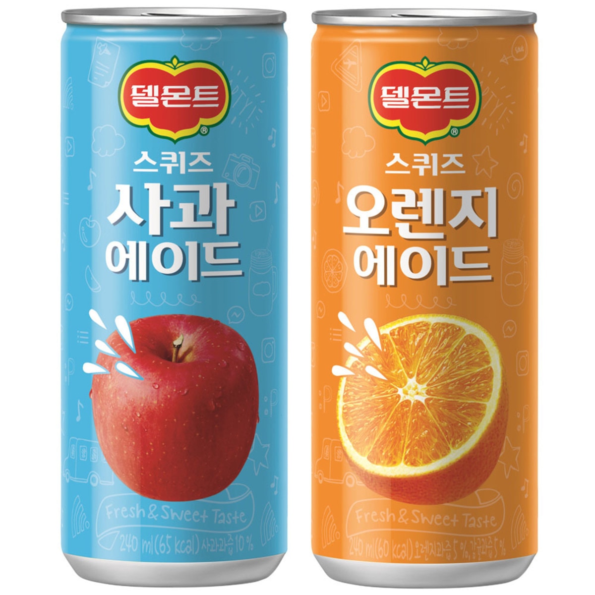 델몬트 스퀴즈 사과/오렌지 에이드 240ml x 30 x 2팩