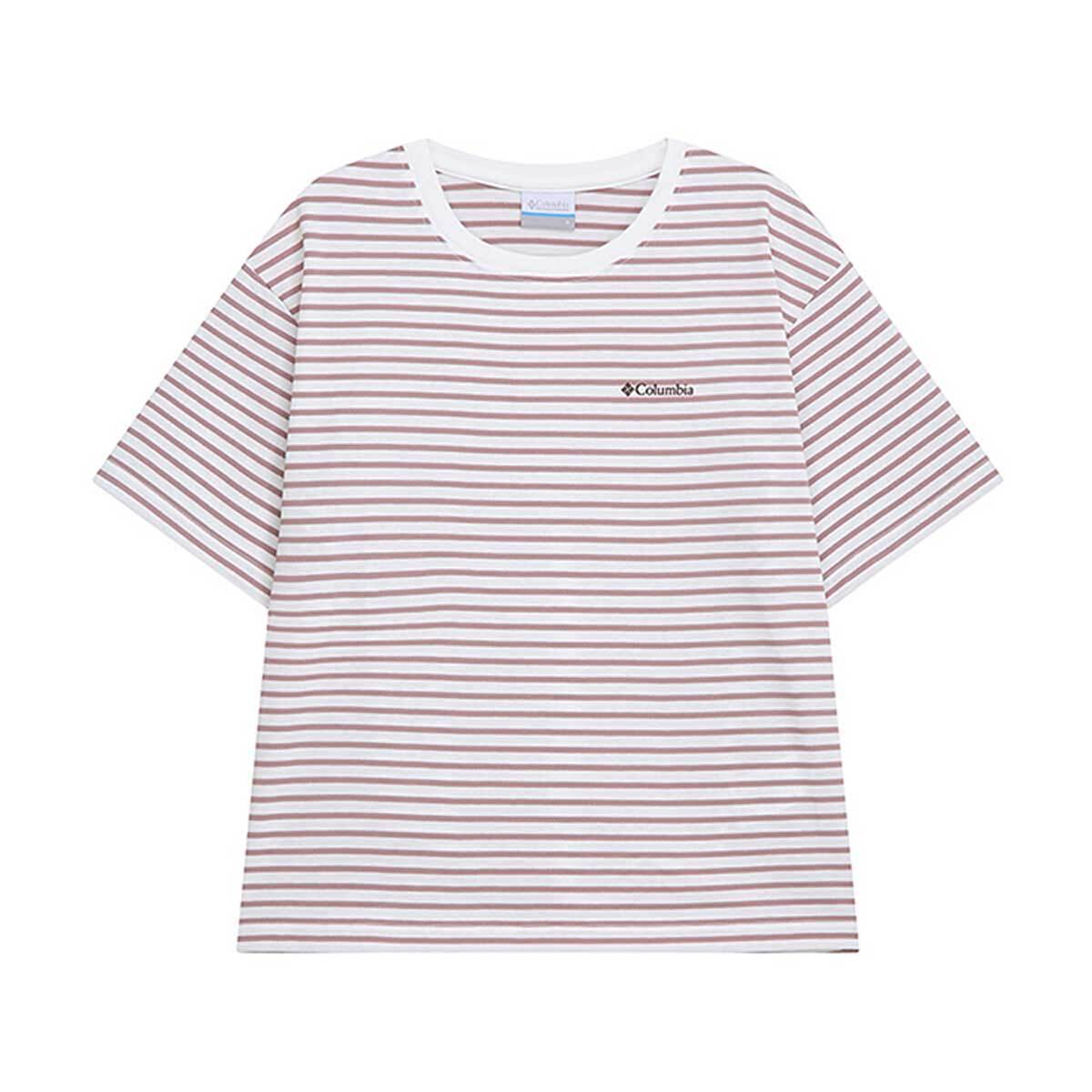 컬럼비아 여성 스트라이프 티셔츠 - 핑크