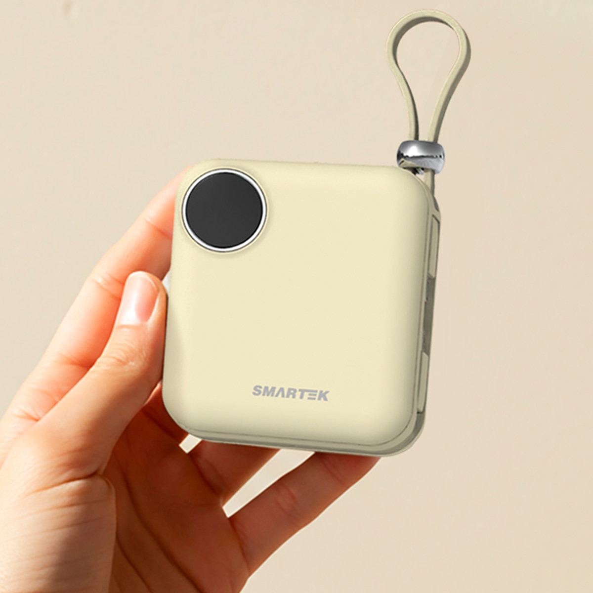 스마텍 케이블 일체형 미니 보조배터리 세트 2P - 베이지