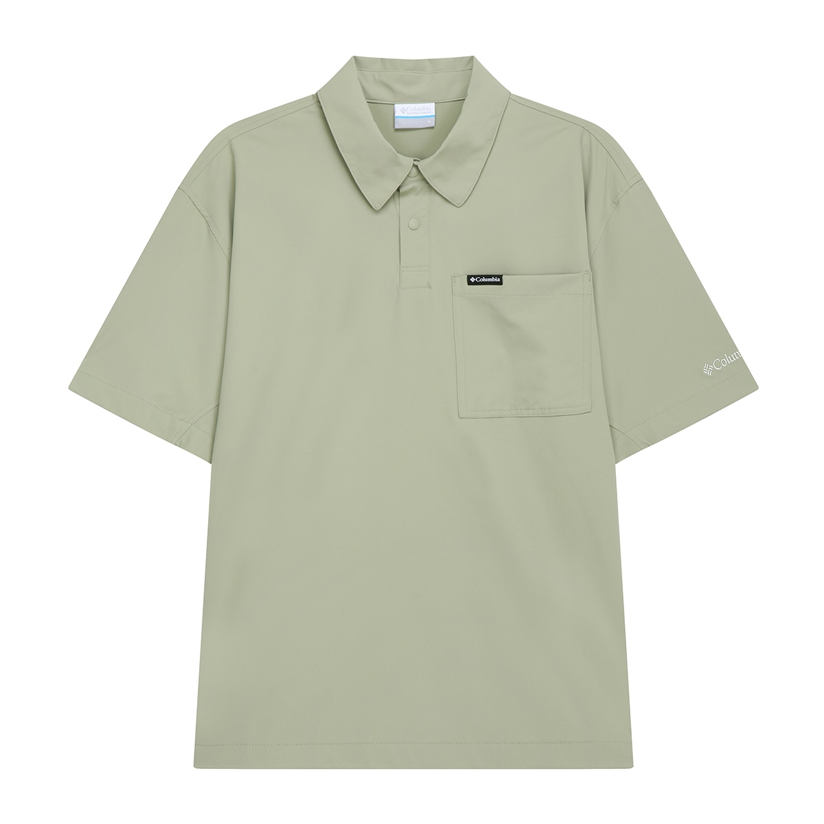 컬럼비아 남성 우븐 반소매 스트레치 폴로티 - 라이트카키, L