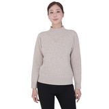 베네뜨 여성 립 블록 하이넥 울캐시미어 풀오버 - 베이지