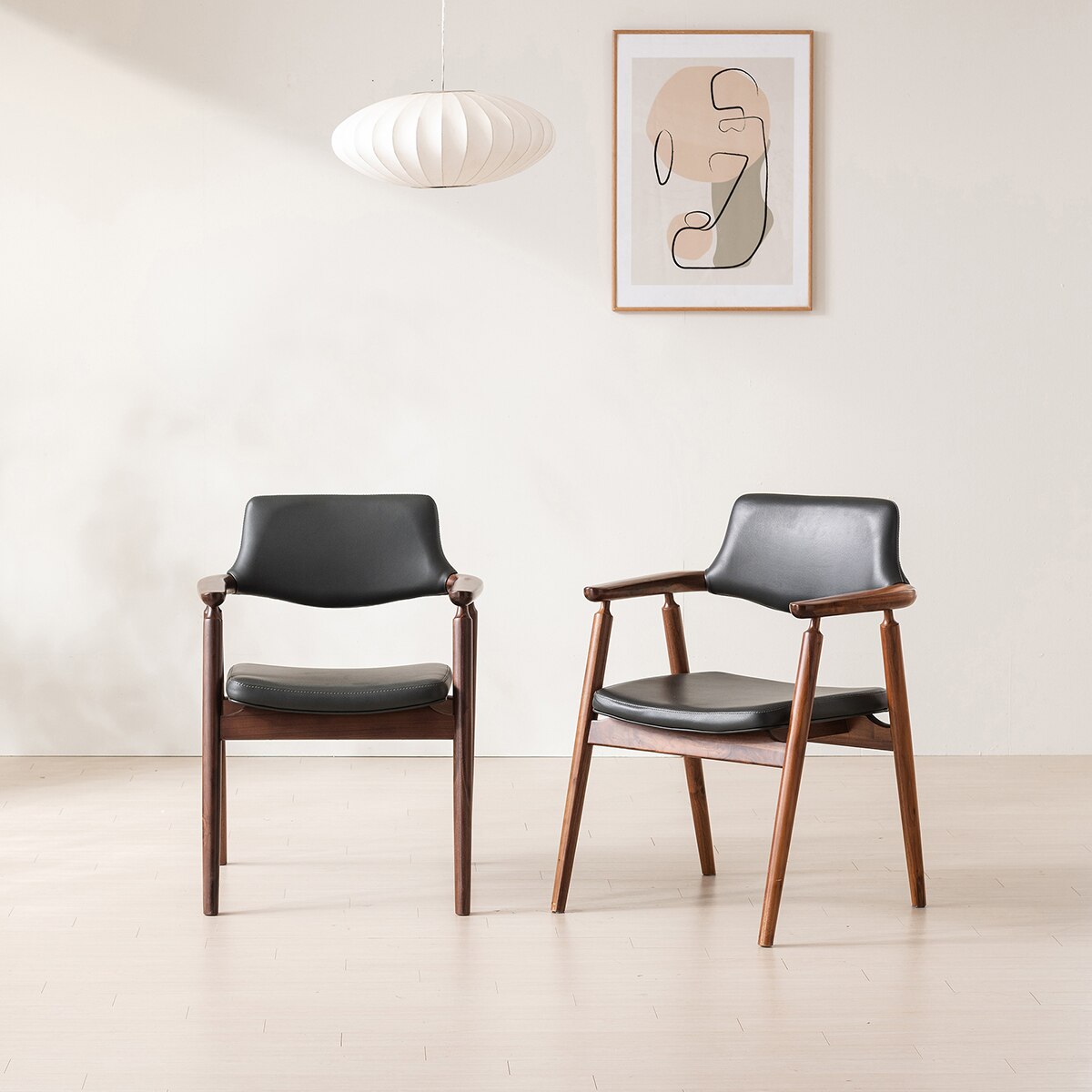 본톤 월넛 원목 의자 CS-048 - 그레이