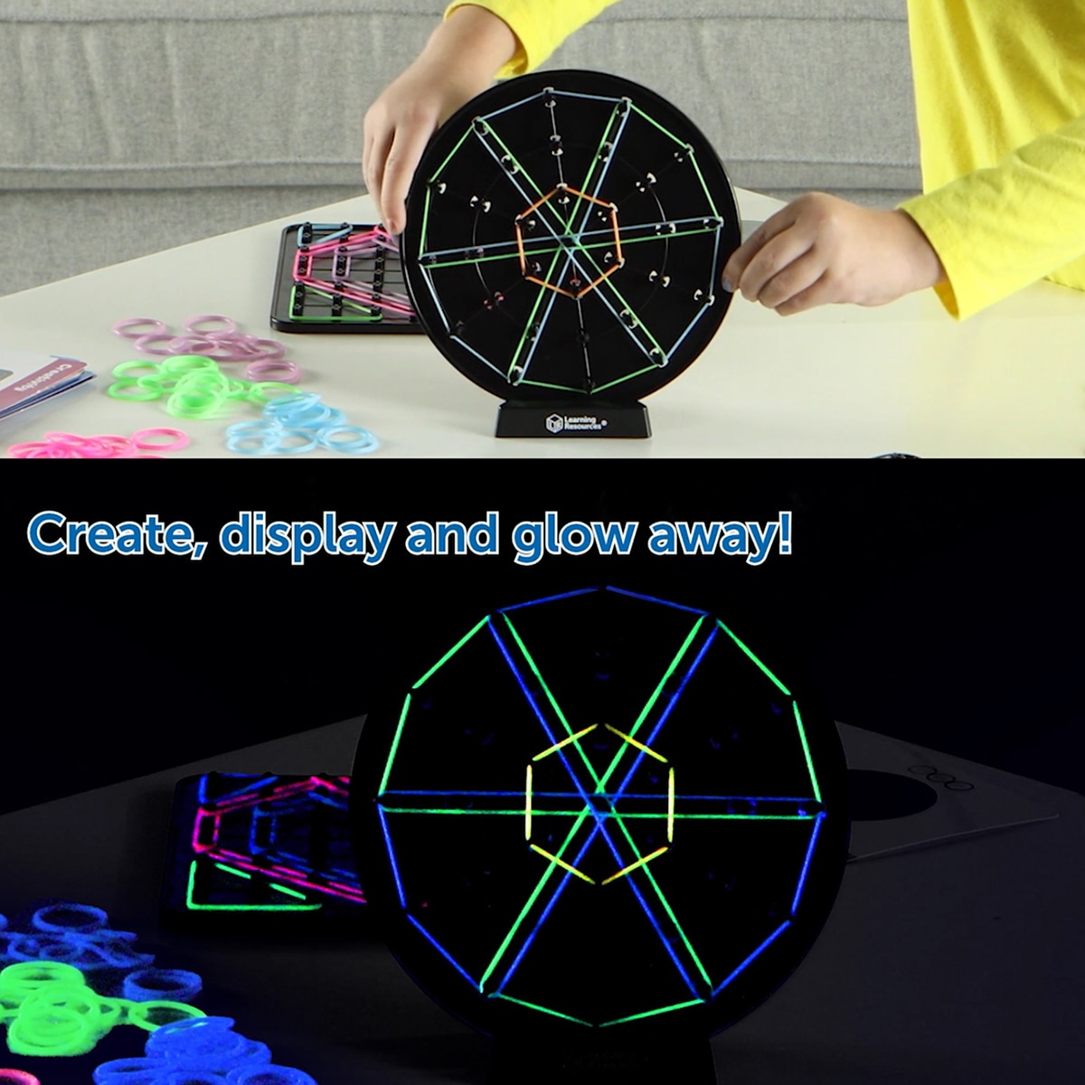 러닝리소스 픽셀아트 퍼즐 & 글로우 지오보드 세트