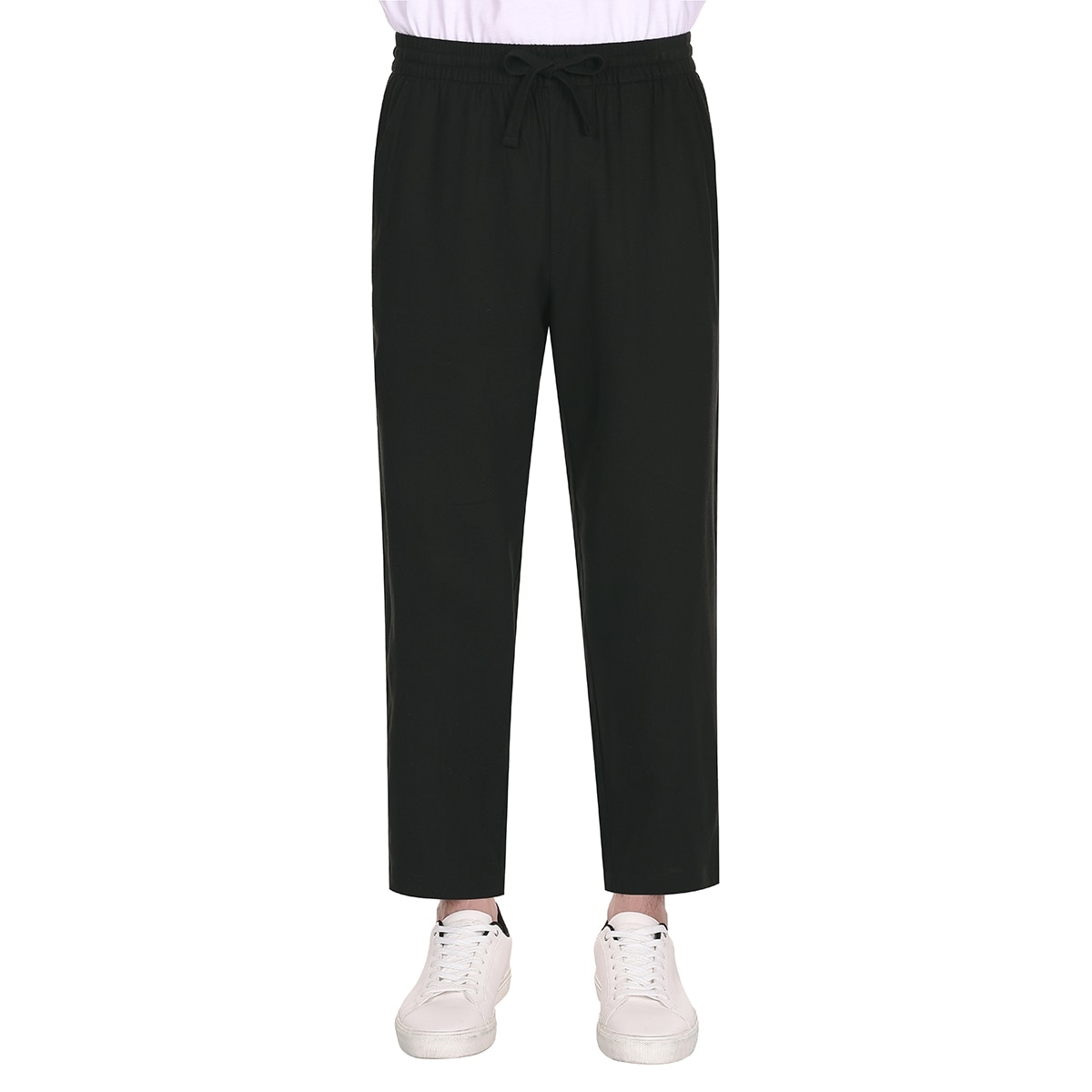 게스 남성 린넨 바지 - 블랙