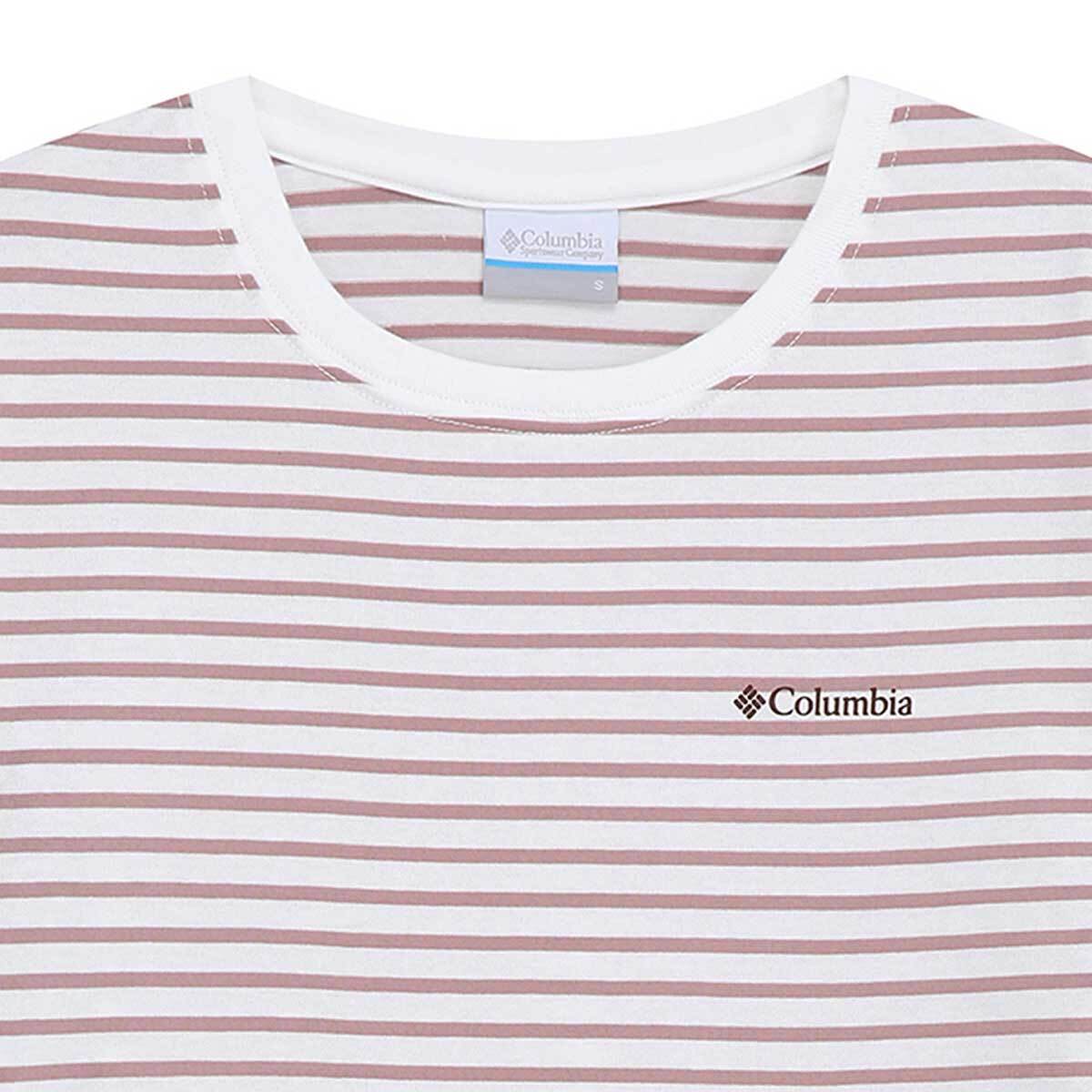 컬럼비아 여성 스트라이프 티셔츠 - 핑크