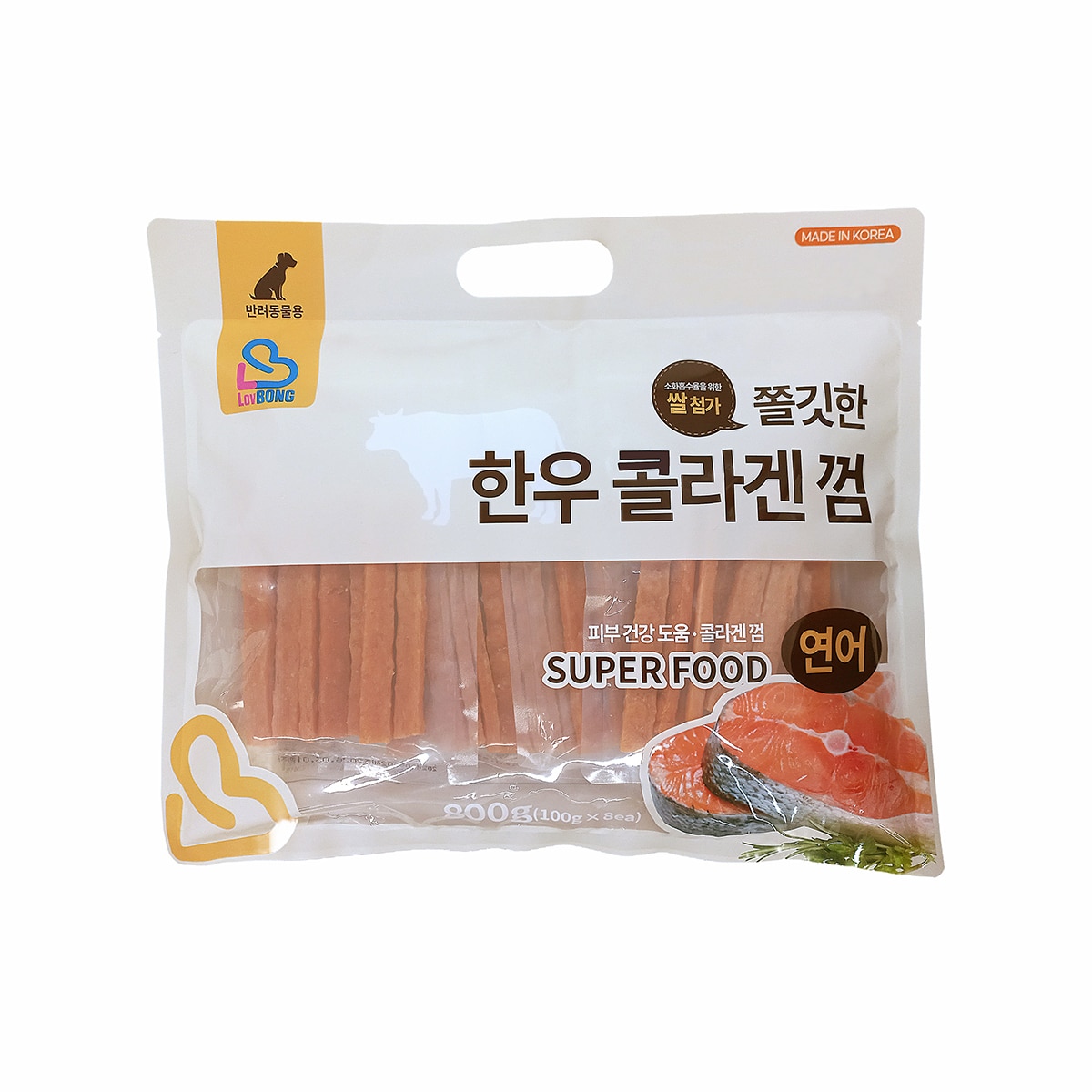LovBONG 애견용 쫄깃한 한우 콜라겐 껌 연어 800g LovBONG 애견용 쫄깃한 한우 콜라겐 껌 연어 800g