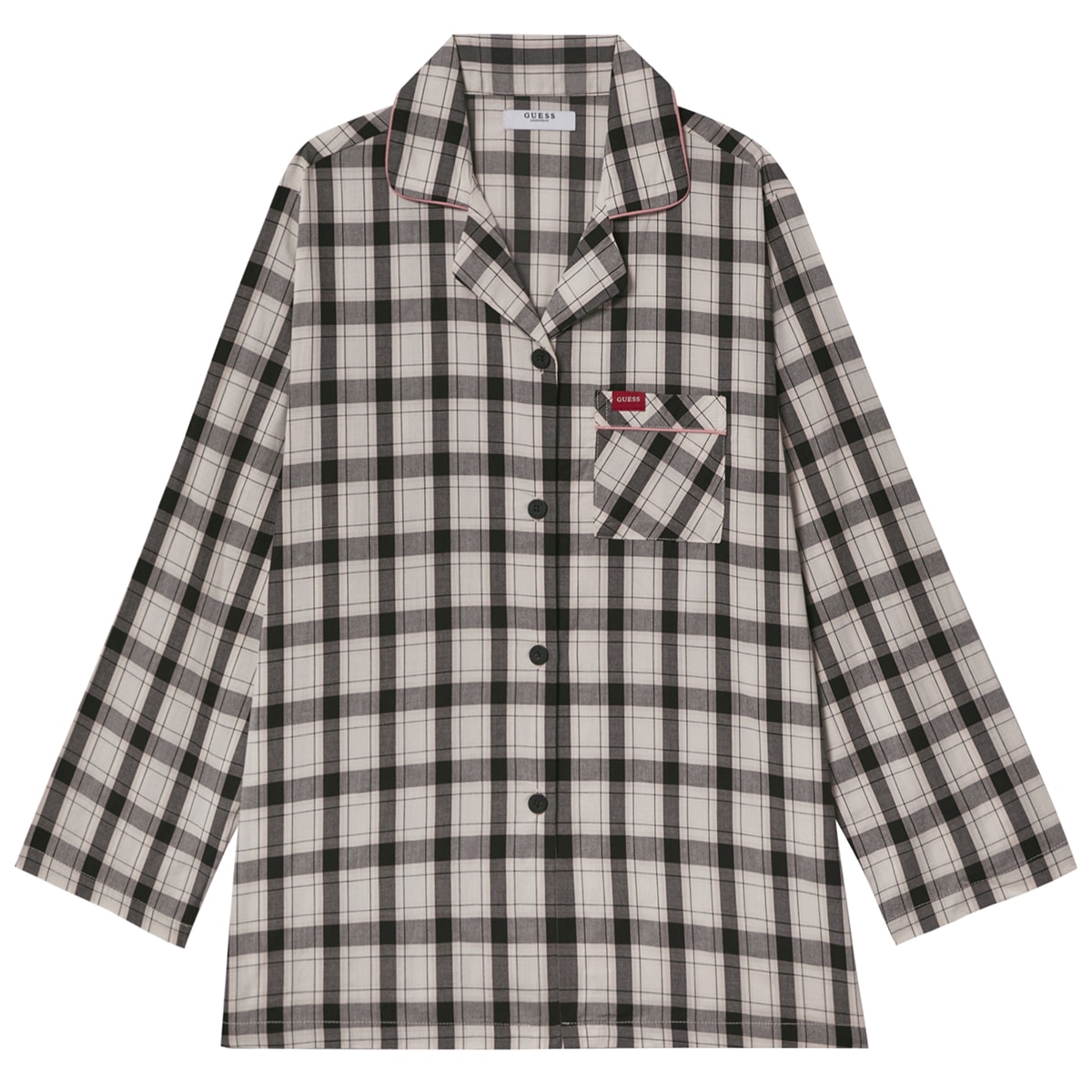 게스 여성 코튼 파자마 세트 - 아이보리 체크, S