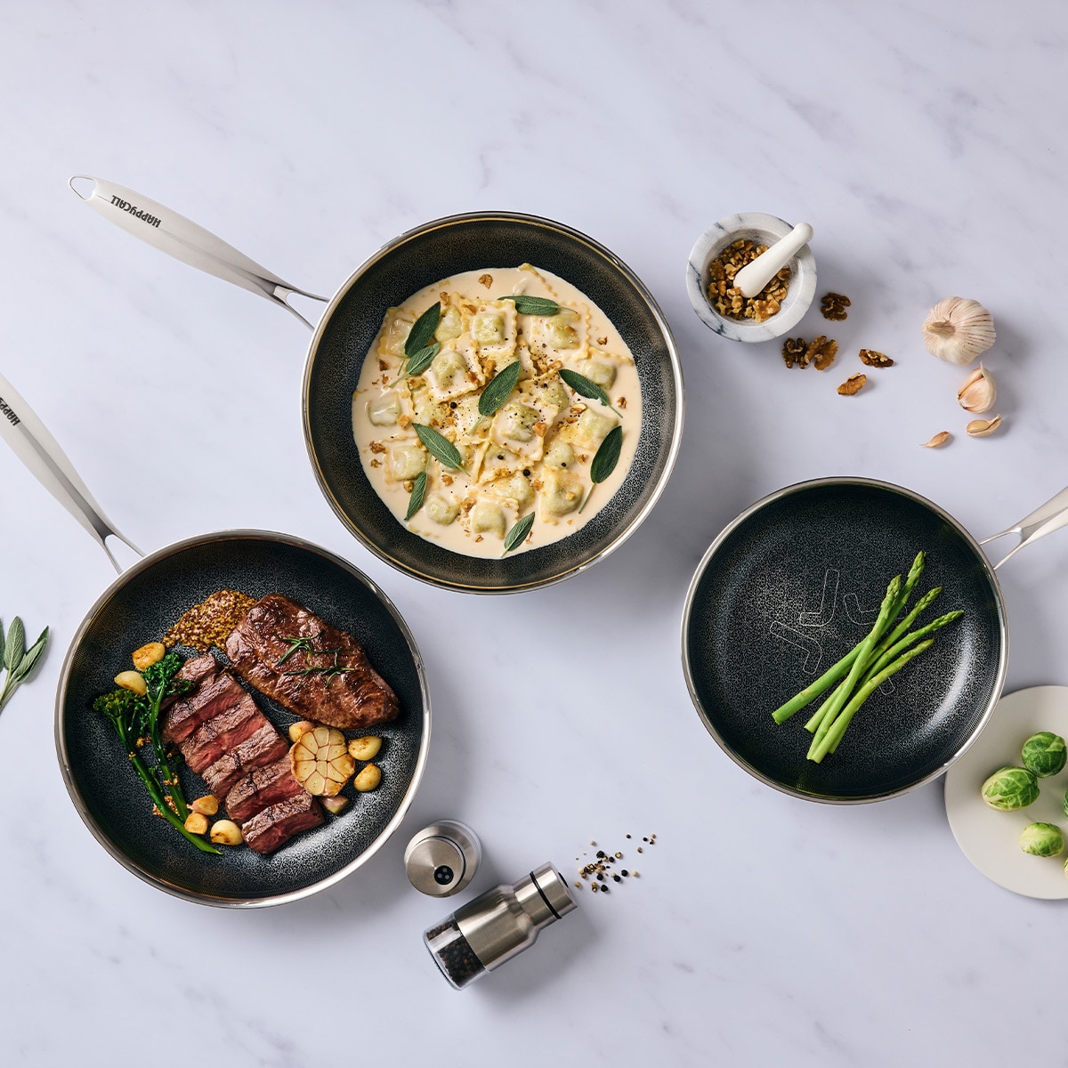 해피콜 스테리 프라이팬 & 웍팬 세트 3P