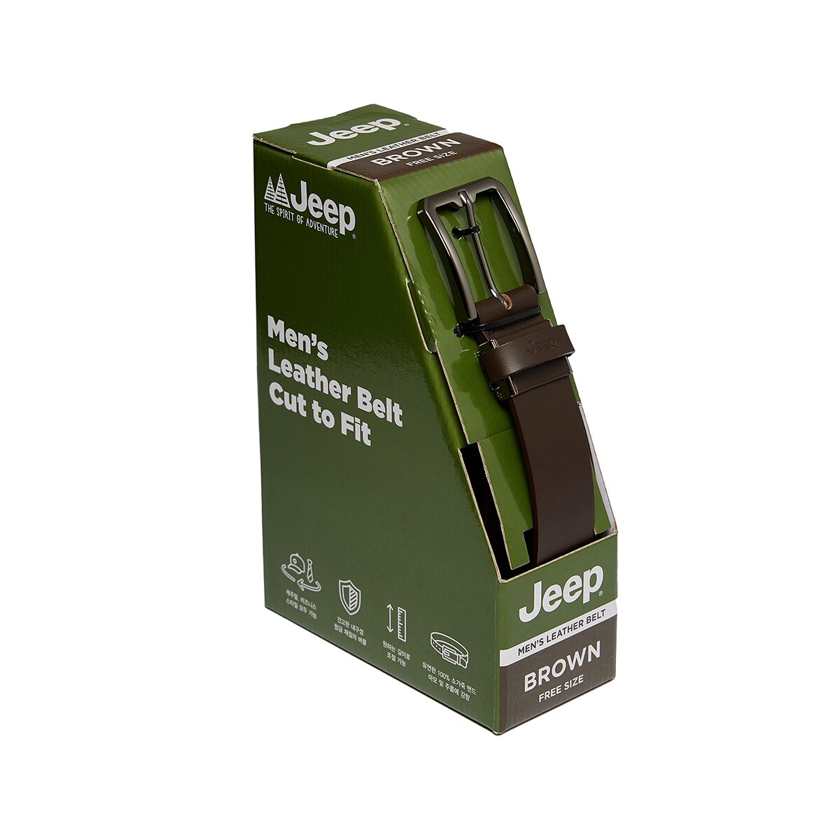 지프 남성 소가죽 벨트 - 브라운