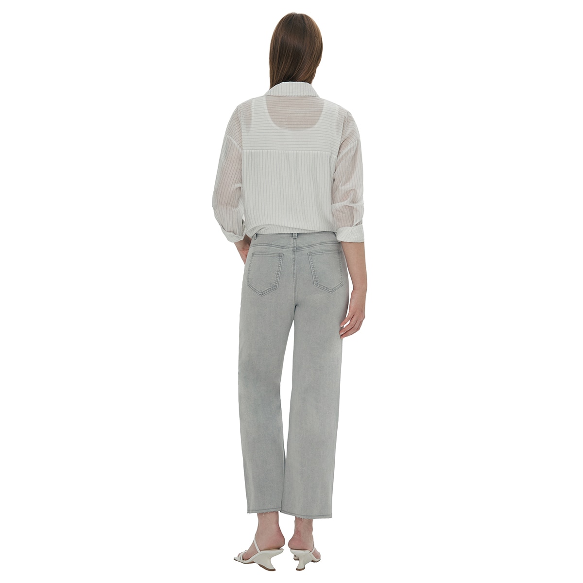 SOUP 여성 세미 와이드 청바지 - 라이트 그레이