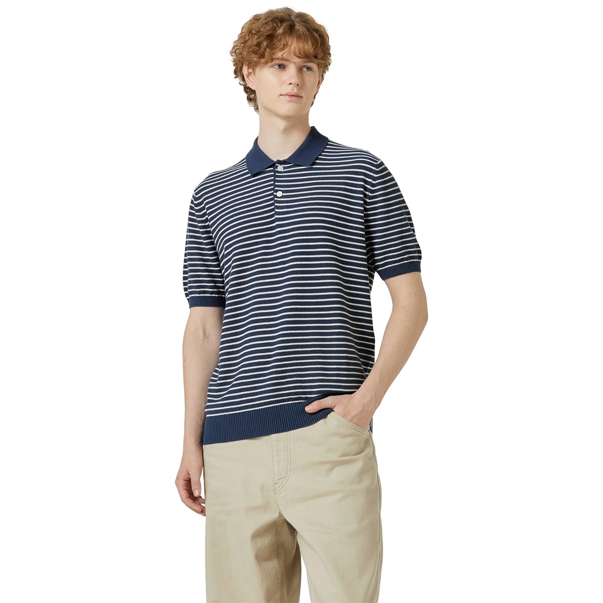 Vine Men's Supima Cotton 100% Polo - Navy(stripe), XL