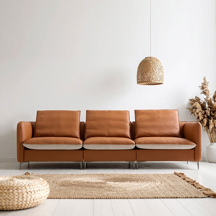 UND 듀오 이태리 천연면피 + 기능성패브릭 4 인 소파