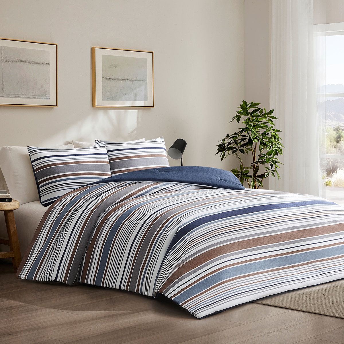 Serelena 양면 차렵 이불 & 베개커버 세트 - 퀸, 스트라이프 Serelena 양면 차렵 이불 & 베개커버 세트 - 퀸, 스트라이프