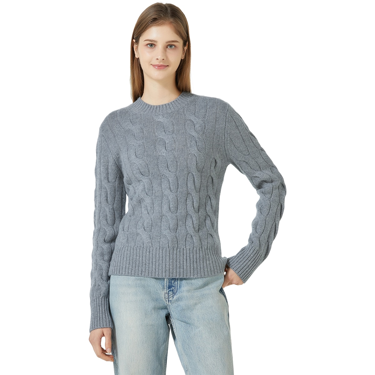 리디아 바인 여성 울 캐시미어 케이블 스웨터 - 그레이 리디아 바인 여성 울 캐시미어 케이블 스웨터 - 그레이