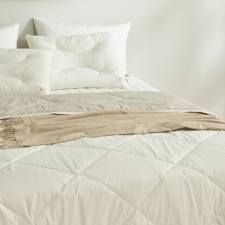 루마인 홈 사계절 솔리드 양모 이불 - 싱글, 베이지/아이보리