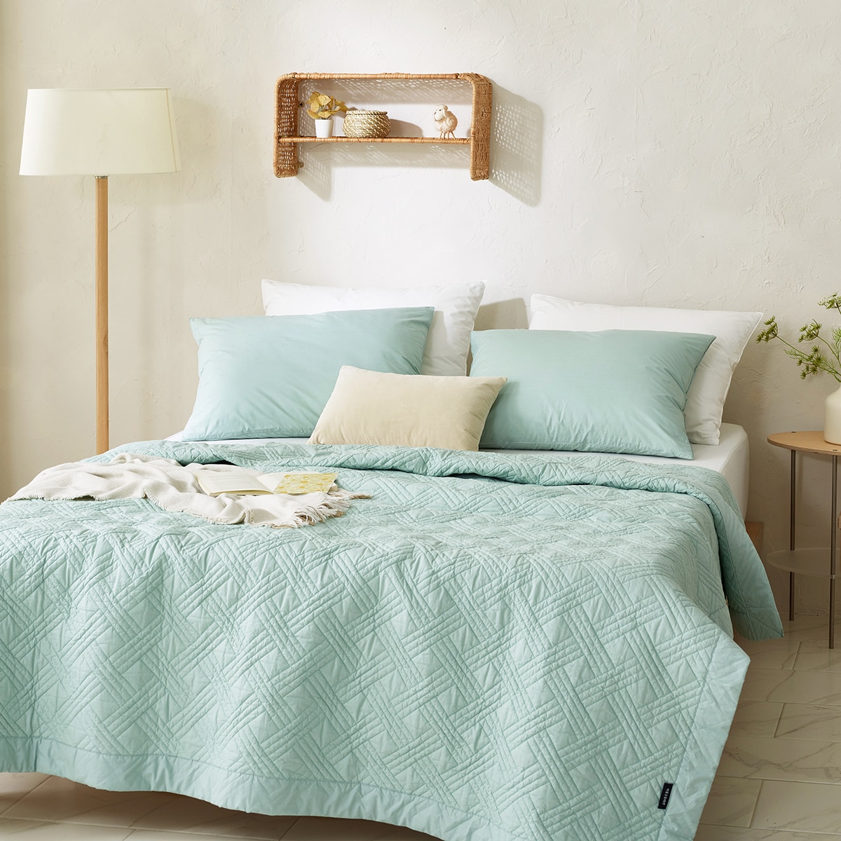 박홍근홈패션 워싱면 양모 스프레드 - 퀸, 민트