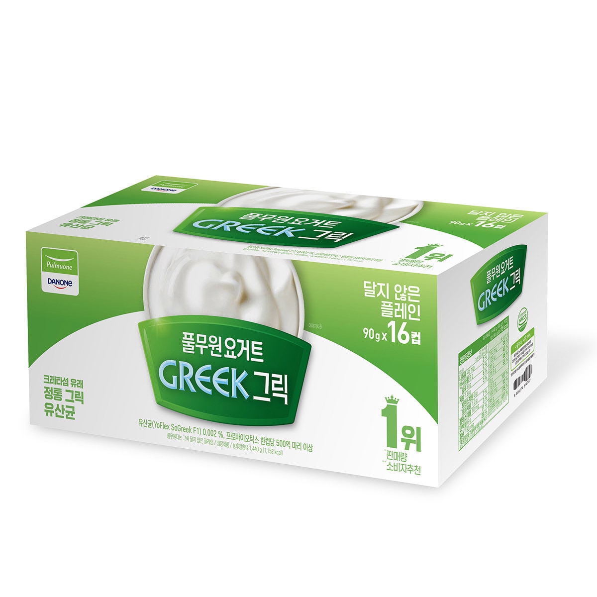 풀무원 다논 그릭요거트 달지않은 플레인 90gx16