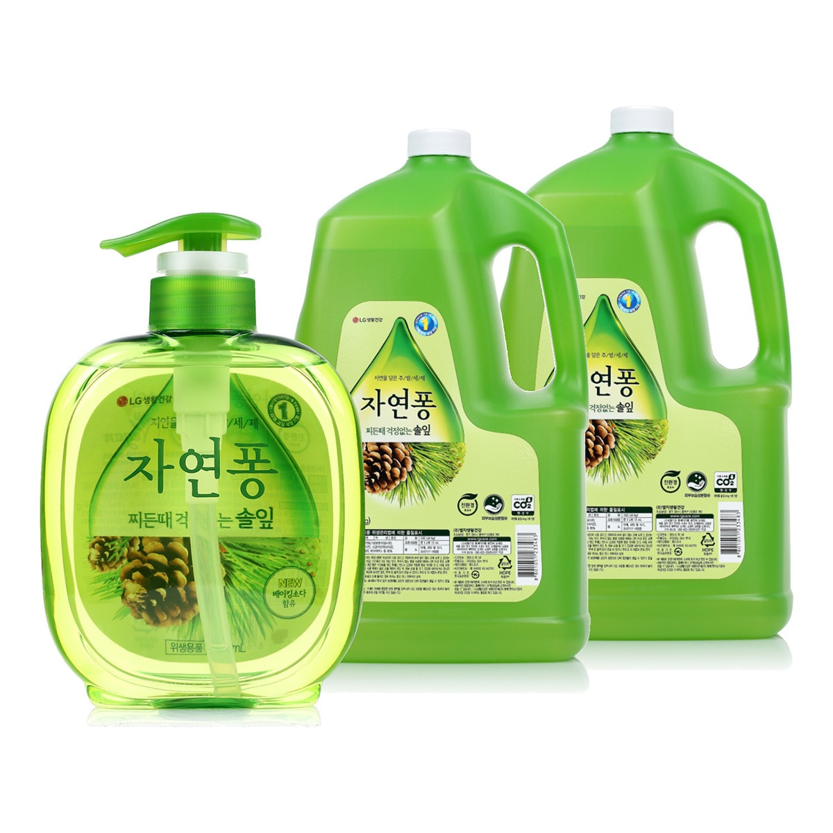 자연퐁 솔잎 주방세제 490ml + 리필 3.92L x 2 통