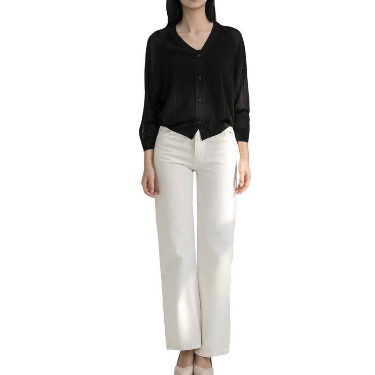 보니스팍스 여성 래글런 니트 가디건 - 블랙