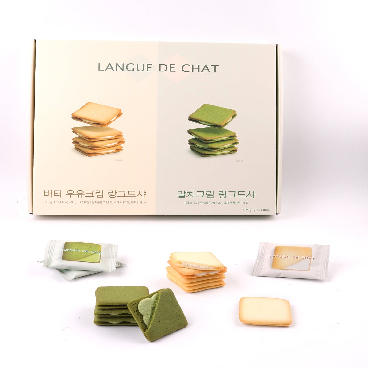 랑그드샤 선물세트 396g (우유 & 말차) 랑그드샤 선물세트 396g (우유 & 말차)