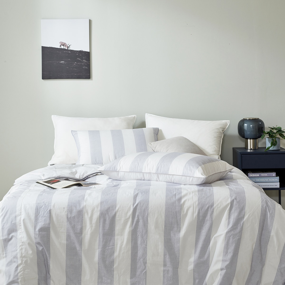 April At Home 60수 고밀도면 차렵이불 베개세트-퀸, 그레이