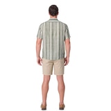 Tailor Vintage 남성 반소매 린넨 셔츠 - 그린 스트라이프