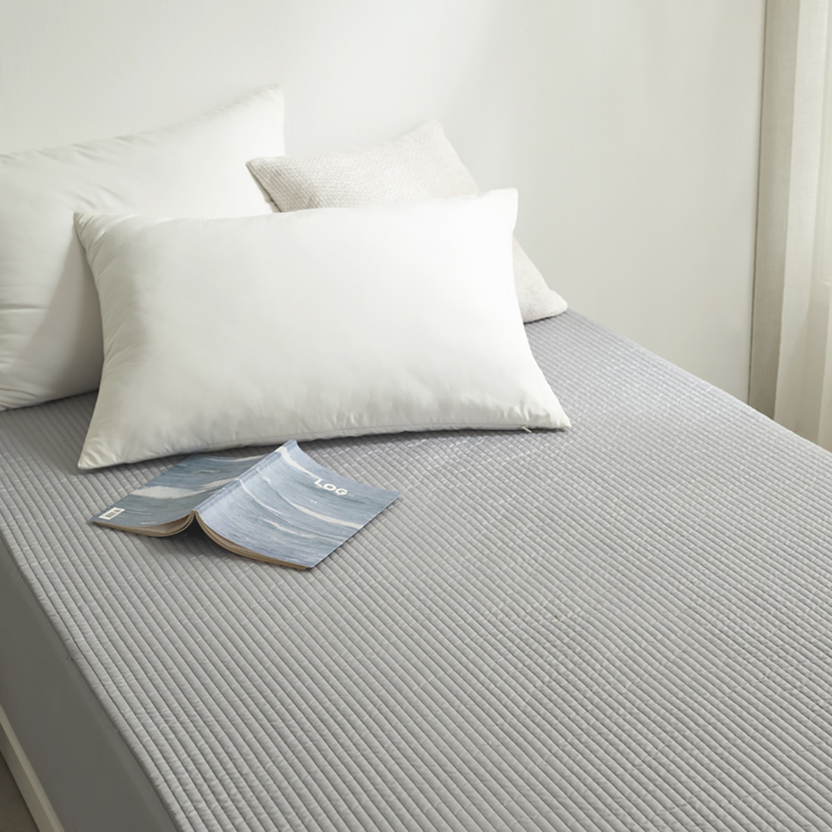 루마인 홈 순면 방수 매트리스 커버 - 싱글, 그레이