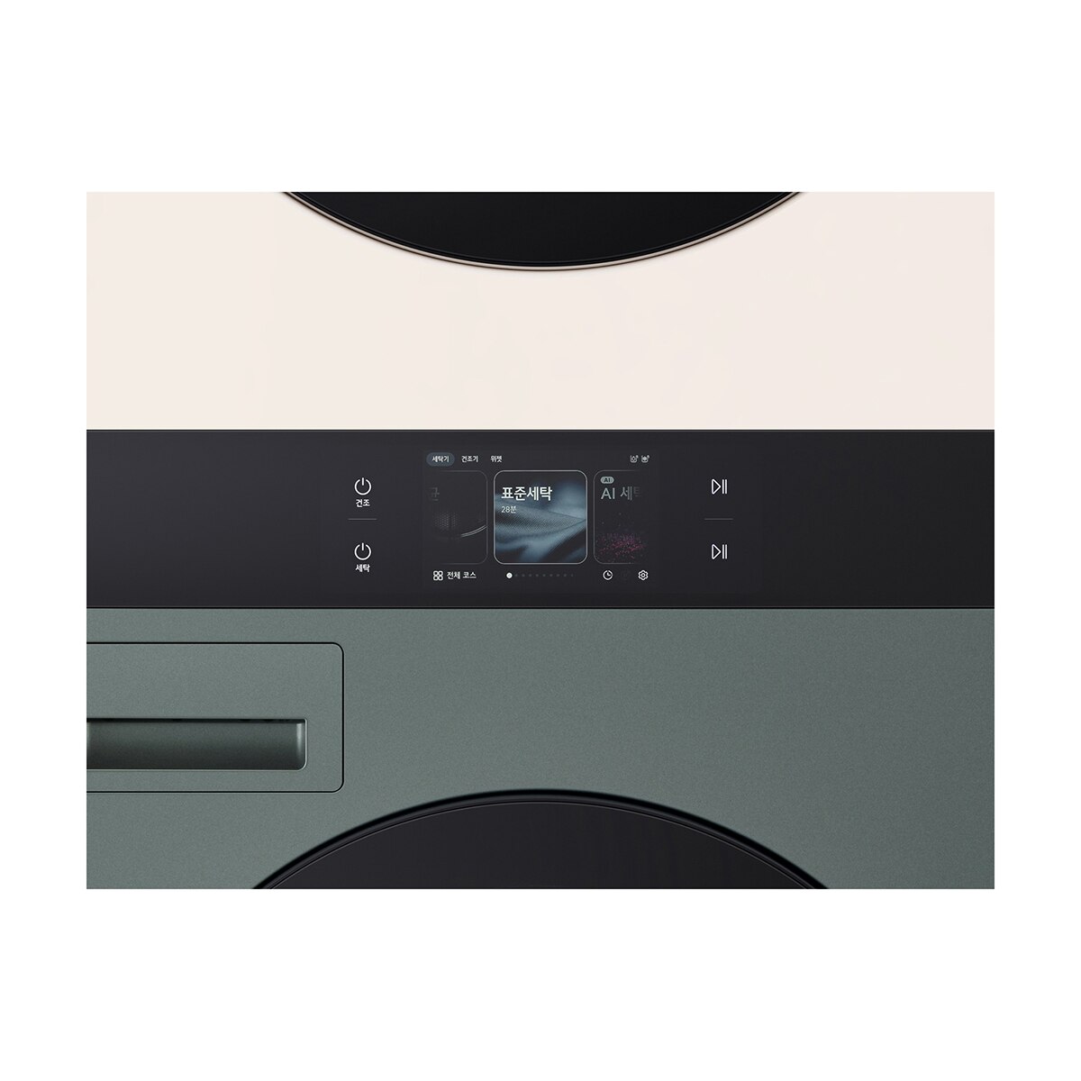 엘지 오브제 AI 워시타워 세탁 23kg&건조 23kg 그린 베이지