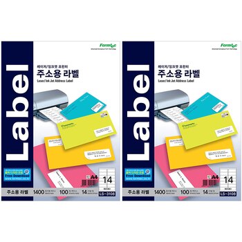 폼텍 주소용 라벨 LS-3108 14칸 100매 2팩 폼텍 주소용 라벨 LS-3108 14칸 100매 2팩