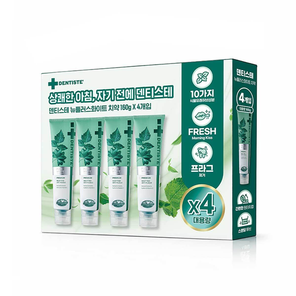 덴티스테 뉴플러스 화이트 치약 160g x 4