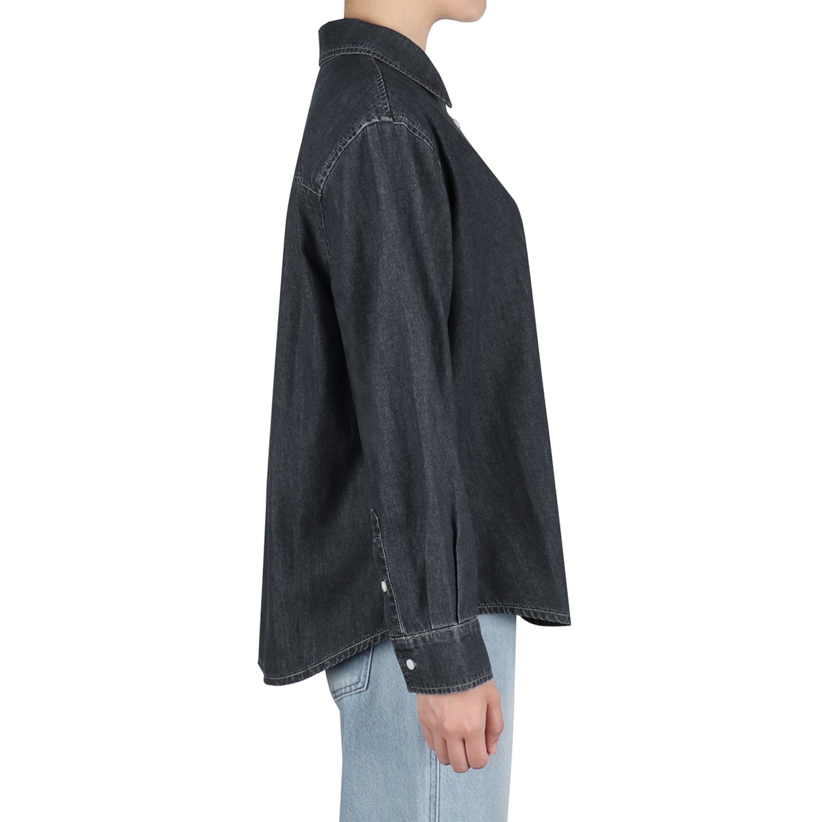 케네스콜 여성 데님 셔츠 - 블랙 인디고, L