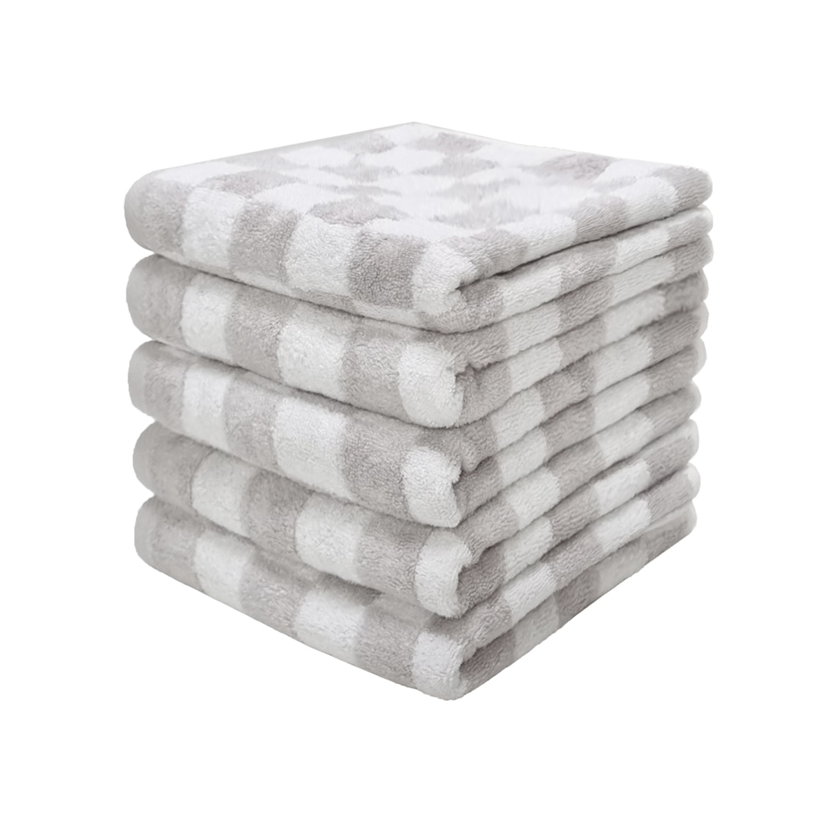 기라로쉬 뱀부 세면타월 5P - 그레이/체크