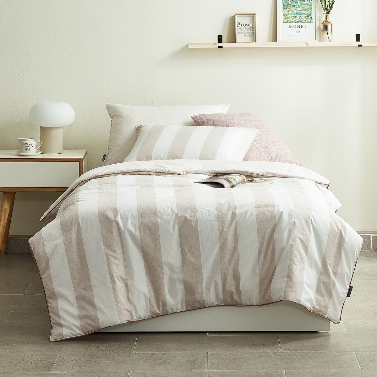 April At Home 60수 고밀도면 차렵이불 베개세트-싱글, 베이지 April At Home 60수 고밀도면 차렵이불 베개세트-싱글, 베이지