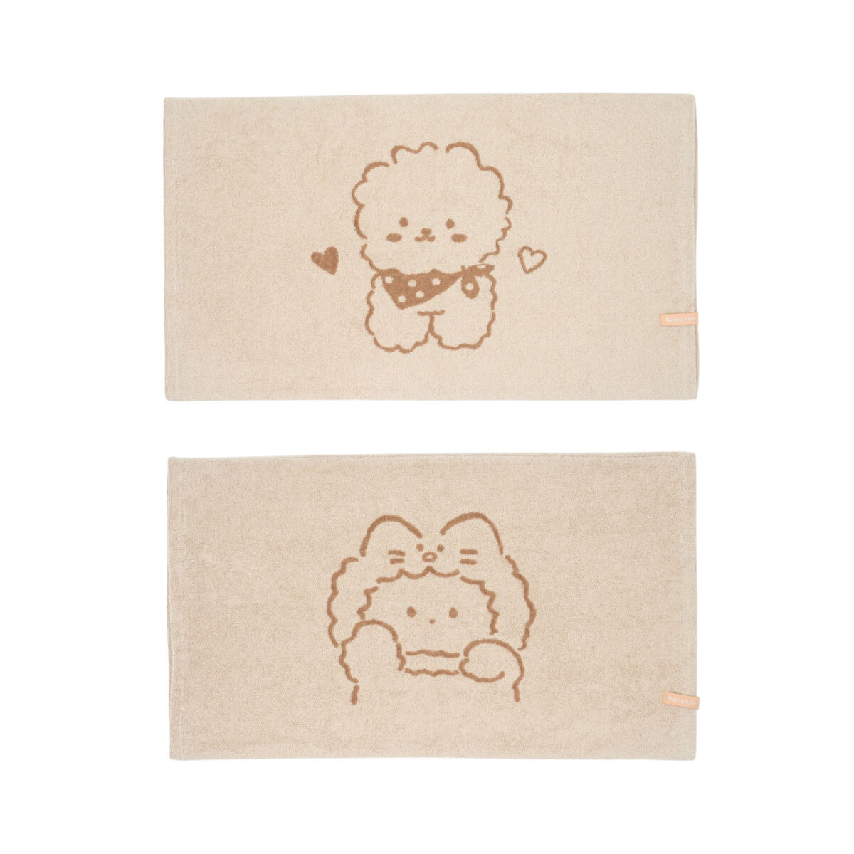 무한타올 늘어나는 타월지 캐릭터 베개커버 50x70cm용, 2P - 베이지