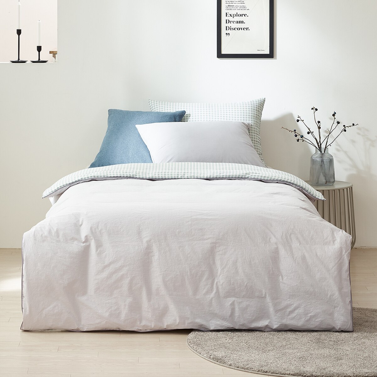 April At Home 모달 고밀도면 양면 차렵이불 - 싱글, 그리드(그레이) April At Home 모달 고밀도면 양면 차렵이불 - 싱글, 그리드(그레이)