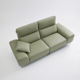 UND NA17 전체 천연 이태리 슈렁큰통가죽 3인 소파 - 올리브그린