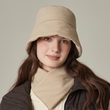 화이트샌즈 경량 패딩 버킷햇 + 넥 워머 SET 헬로나 - 애쉬카키