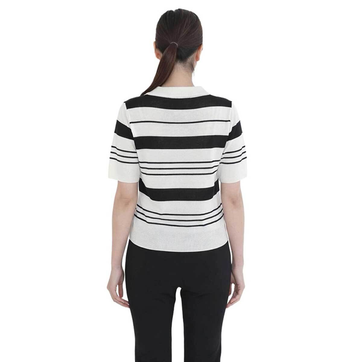 베네뜨 여성 카라 스트라이프 풀오버 니트