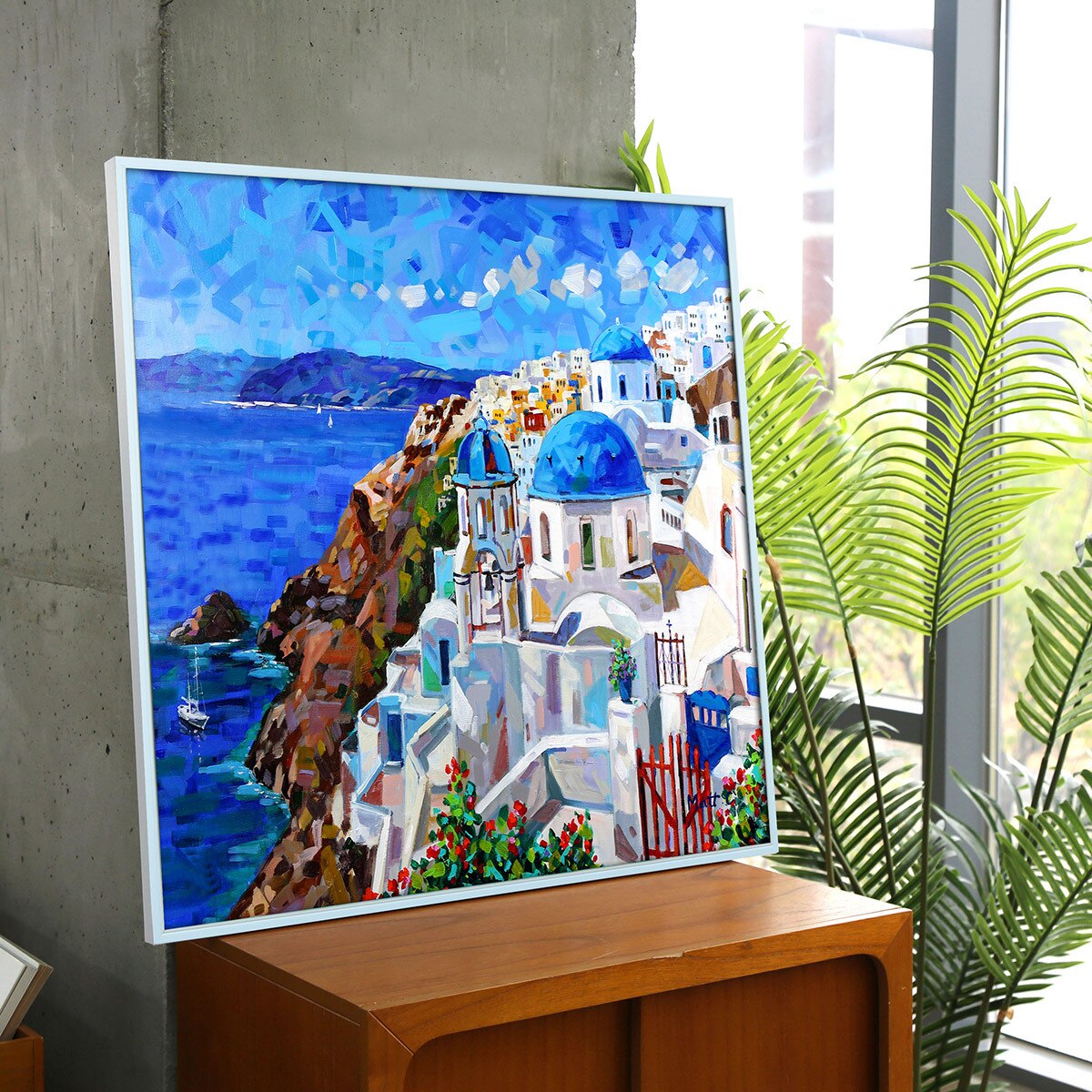 지클레 그림 액자 76x76cm - 그리스 산토리니