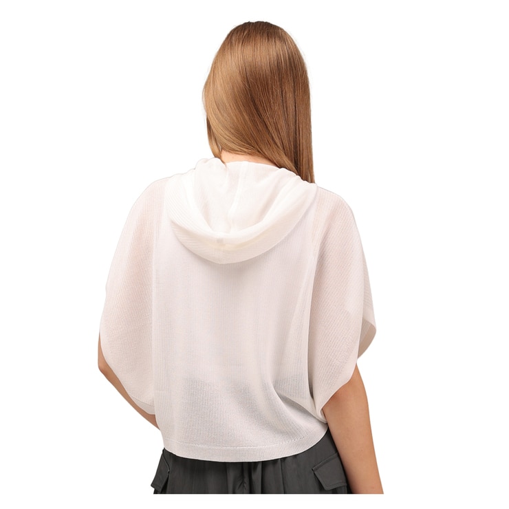 솔레지아 여성 크로셰 니트 후드 집업 케이프 - 아이보리, S/M