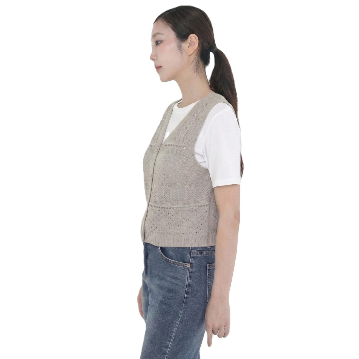 베네뜨 여성 크로셰 니트 베스트