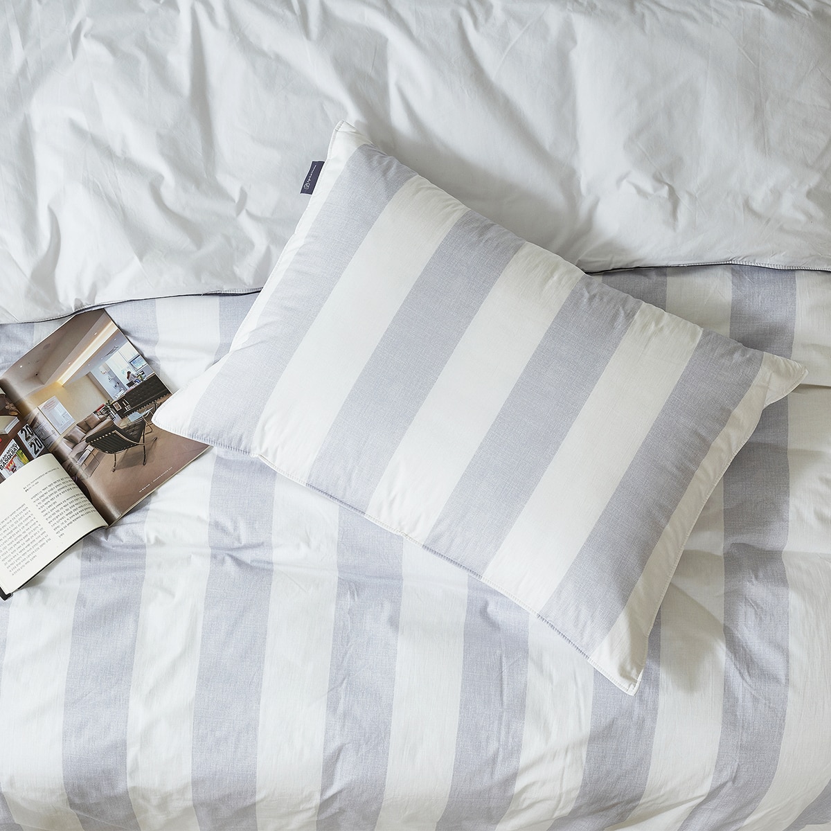 April At Home 60수 고밀도면 차렵이불 베개세트-싱글, 그레이 April At Home 60수 고밀도면 차렵이불 베개세트-싱글, 그레이