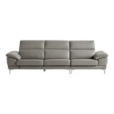 다우닝 마티에 헤드레스트 전체 천연가죽 소파 4인 - 미드그레이