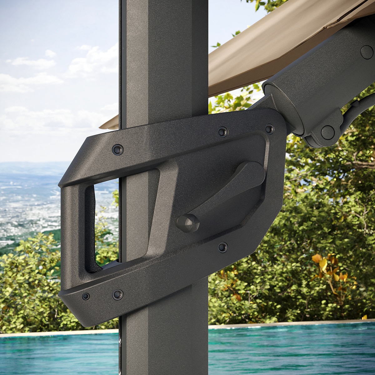 앳레저 캔틸레버 사각우산, 3.0 x 3.9m, 머쉬룸