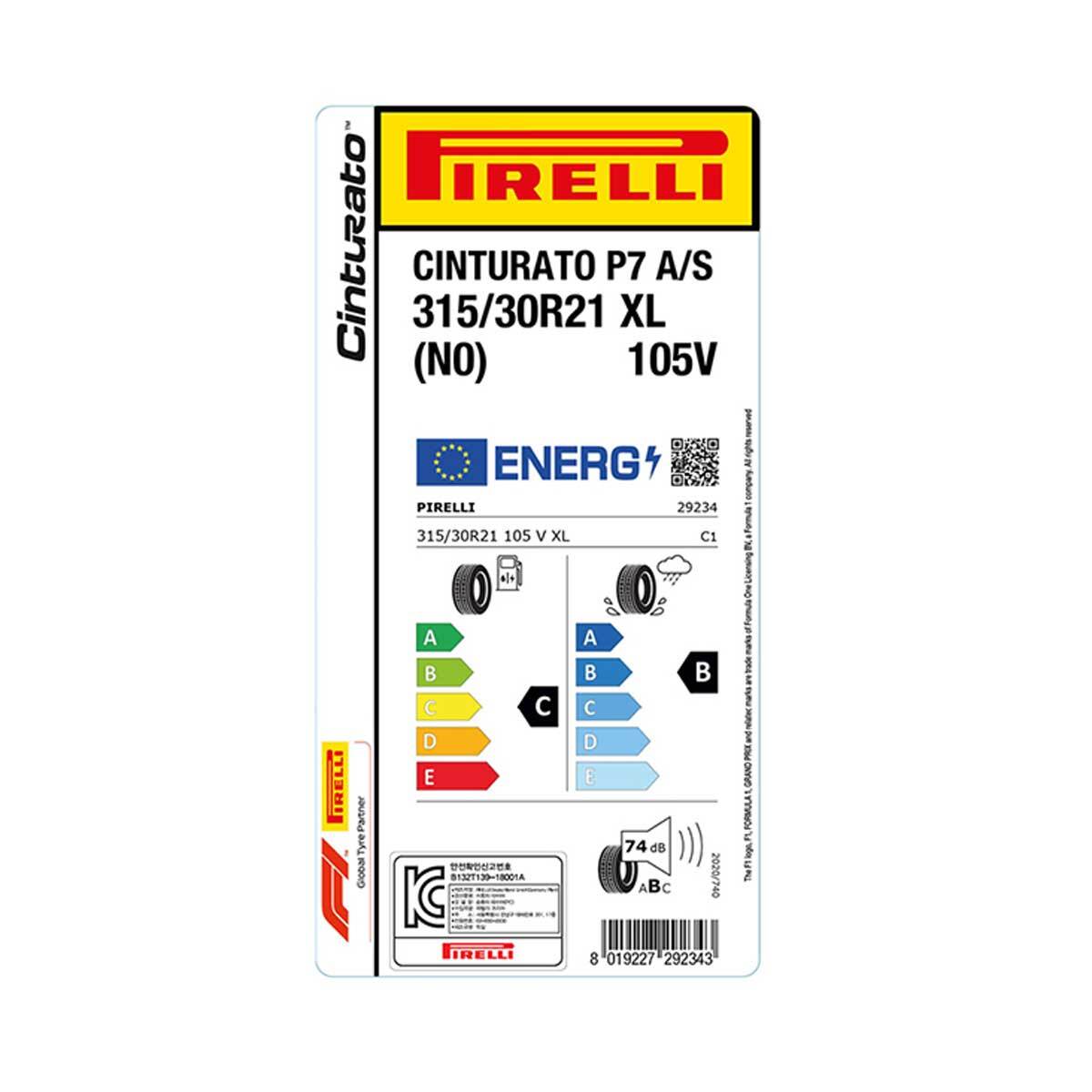 피렐리 신투라토 P7 올시즌 315/30R21 105V XL