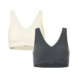 스킨온 여성 제로프리 브라 2매 - 오트밀/차콜