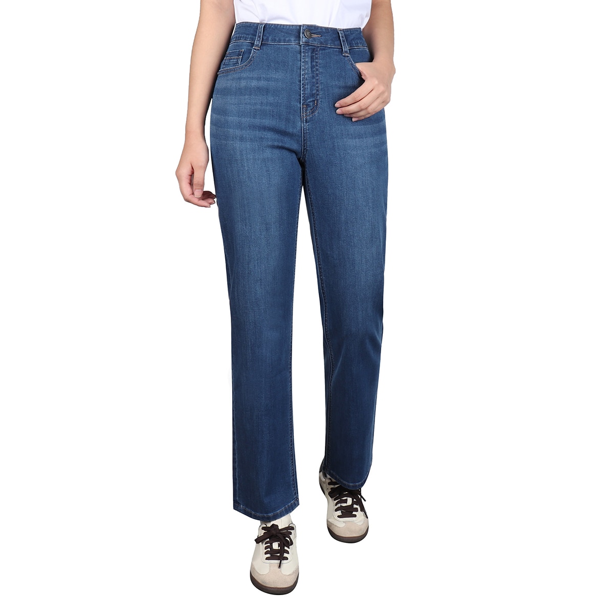 케네스콜 여성 저온스 루즈 스트레이트핏 청바지 - 미디엄 인디고, 70(27)