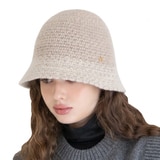 안드레아바나 여성 울 트위드 모자 - 베이지