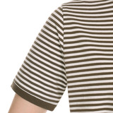 게스 여성 크루넥 반소매 크롭 티셔츠 - 카키(스트라이프)
